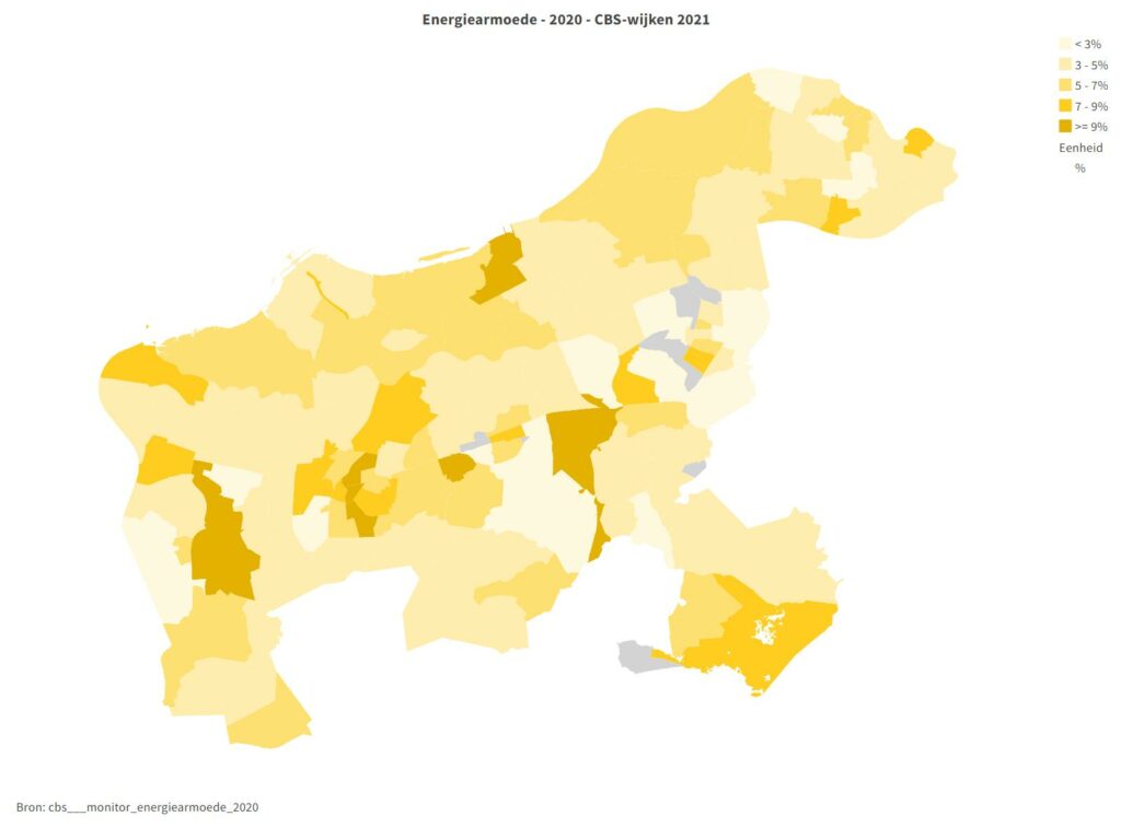 Regiokaart West-Brabant: Energiearmoede 2020 CBS