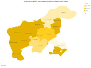 Regiokaart West-Brabant: Eenzaamheid 18-64 jaar