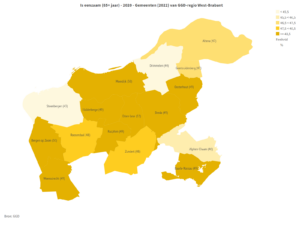 Regiokaart West-Brabant: Eenzaamheid 65+